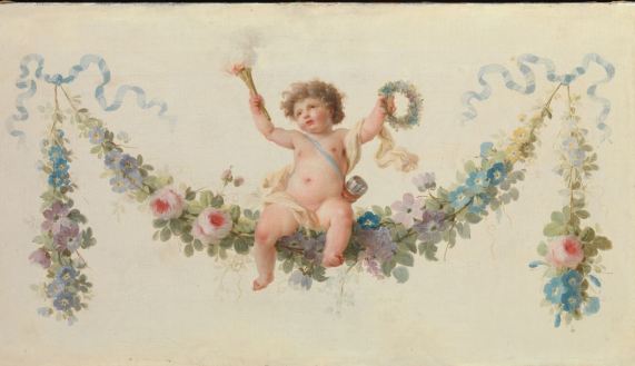 Cupid triumphant, c. 1770-90. Perhaps painted for a lady's boudoir. http://www.metmuseum.org/collection/the-collection-online/search/189538?rpp=30&pg=3&ao=on&ft=cupid&deptids=12&pos=69
