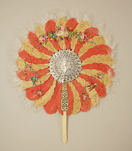 Painted feather fan, c. 1870s http://www.metmuseum.org/collection/the-collection-online/search/120682?rpp=30&pg=1&ao=on&ft=fan&deptids=8&pos=21