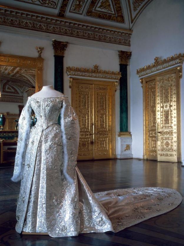 silver Russian court dress