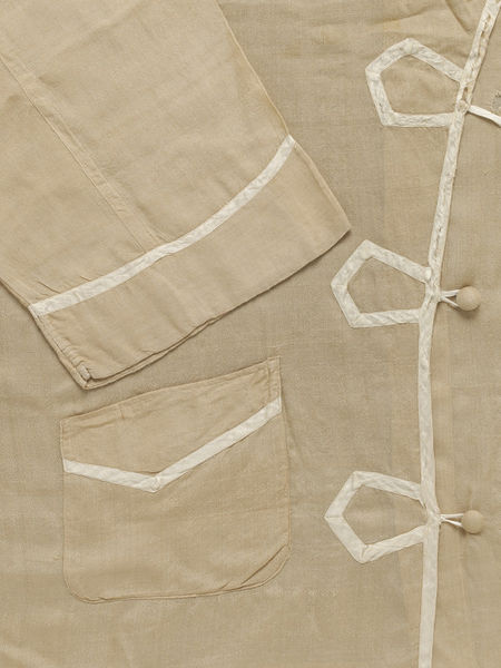 beige pyjama jacket with frogging 1920s silk
