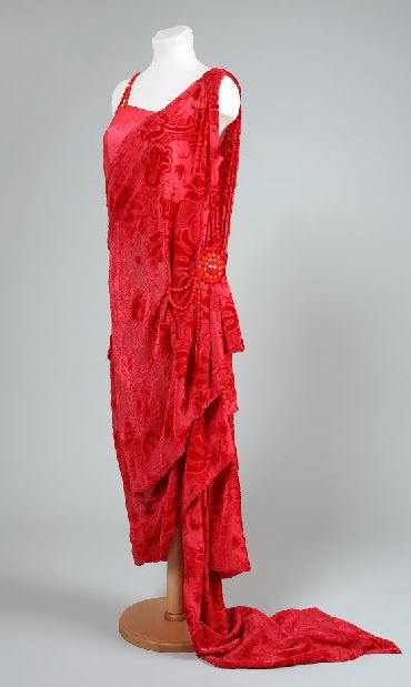 1920 red brocade with train
